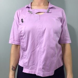 Jamie sadock Pink Golf Top T Shirt with Metal Buttons Size Medium